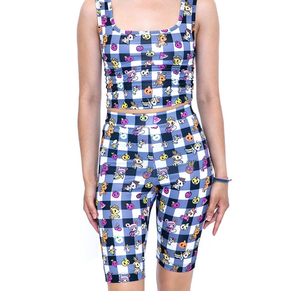 tokidoki picnic Checkered Women's Bike yoga Shorts small